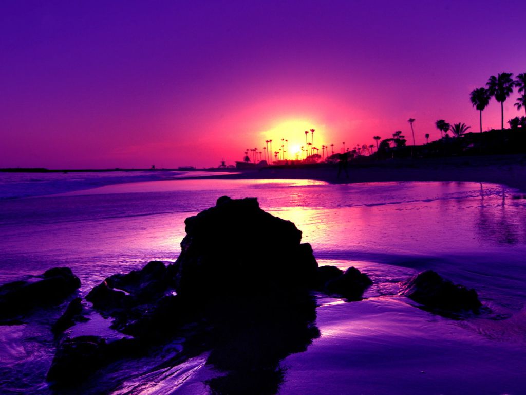 Amazing Purple Sunset Beach wallpaper