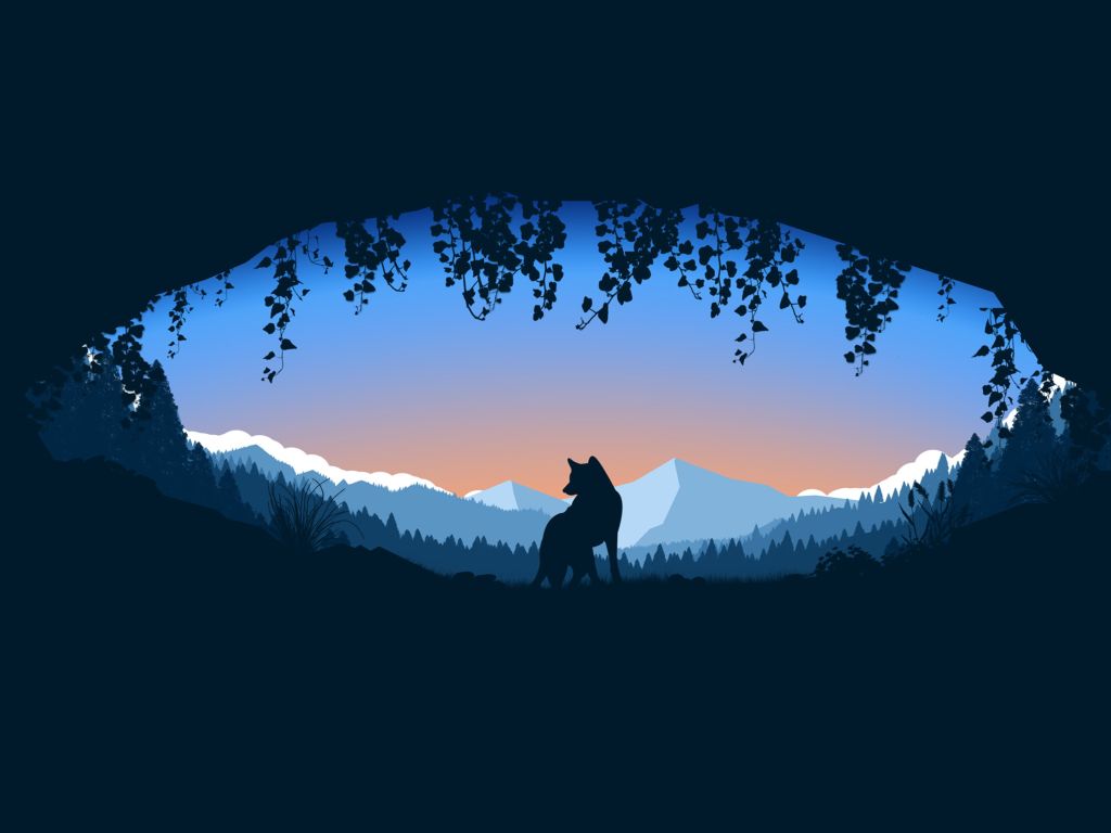 Animated Wolf Cave Minimalist wallpaper
