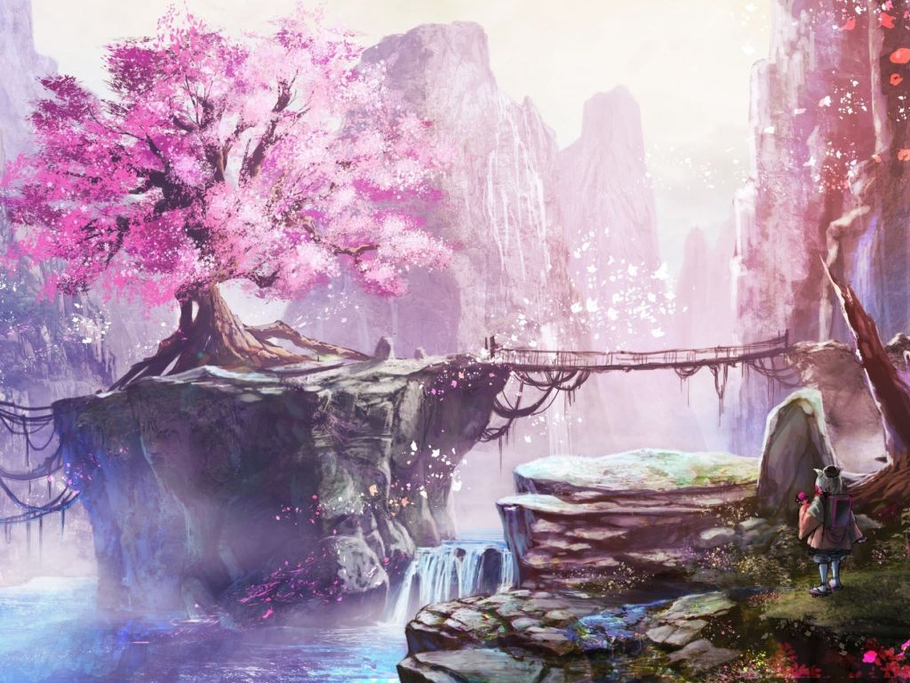 Anime Cherry Blossom Tree wallpaper