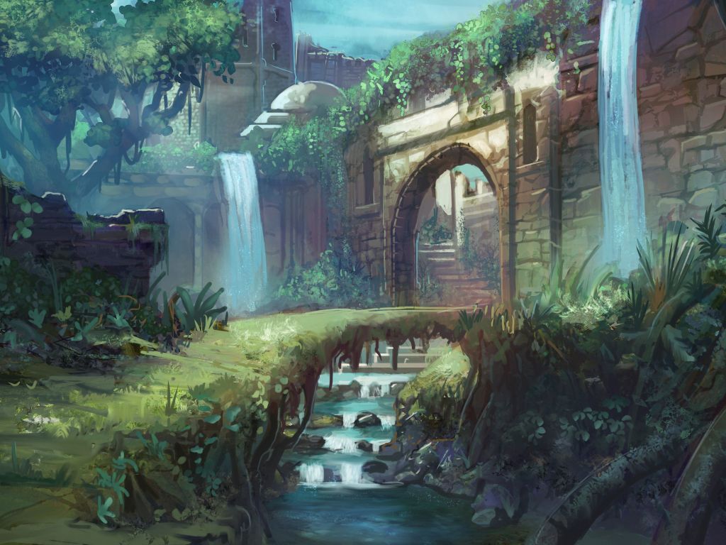 Anime Forest Temple wallpaper