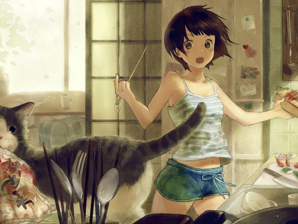 Anime Girl Cooking wallpaper