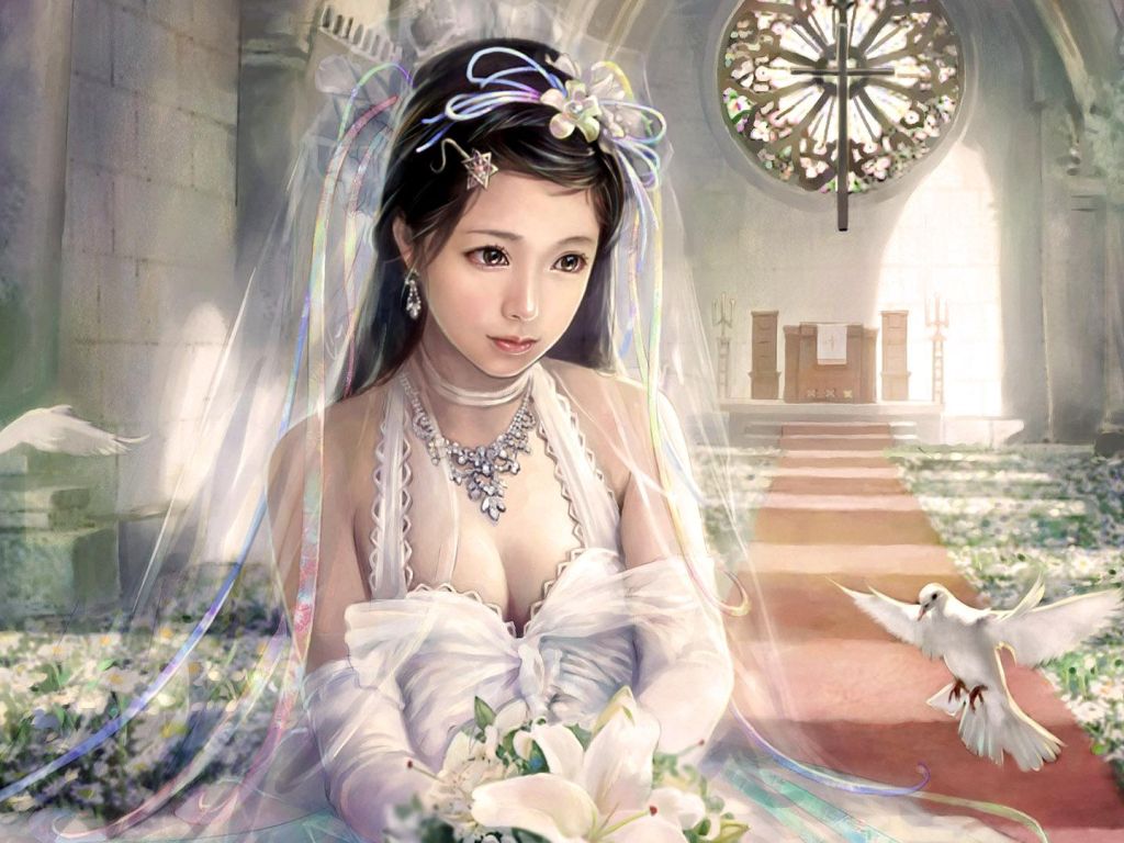 Anime Girl In Wedding Dress wallpaper