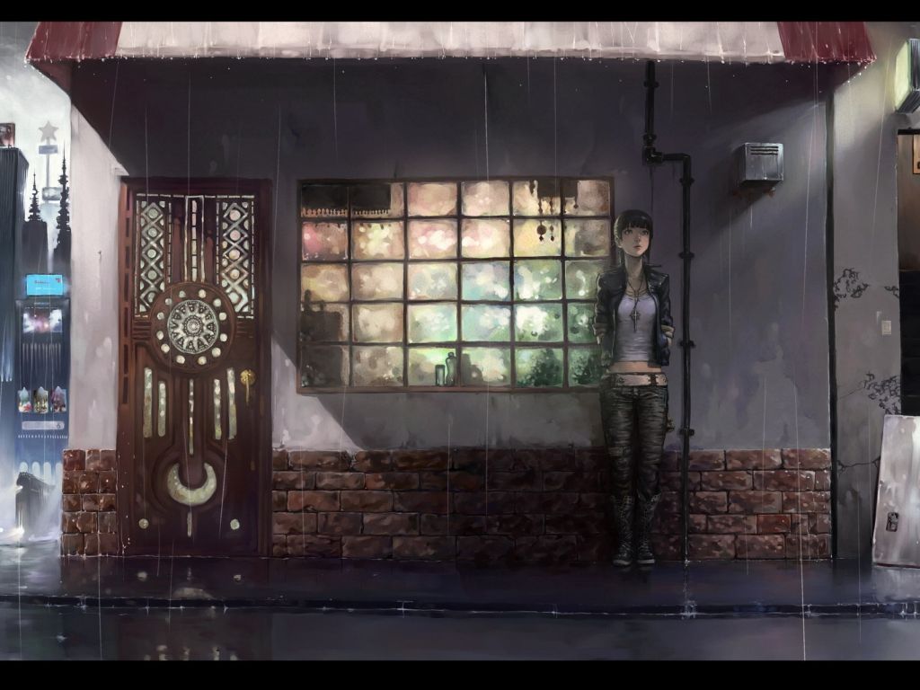 Anime Girl Rain wallpaper