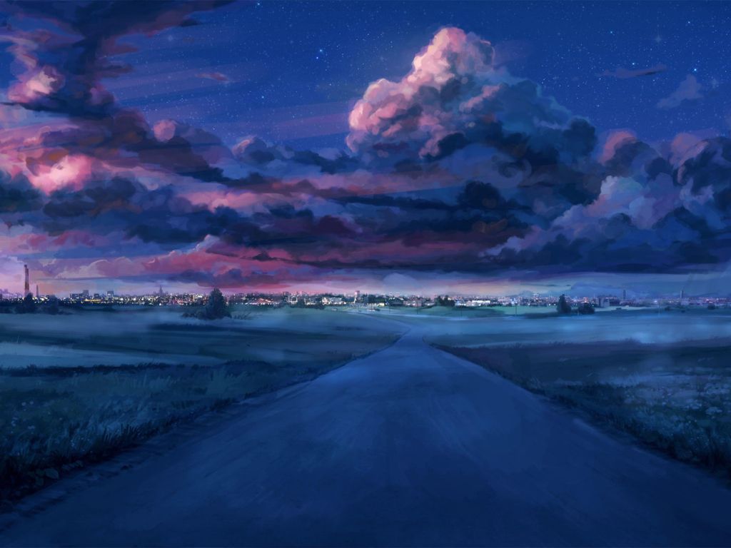 Anime Scenery of Bluish Cloud wallpaper