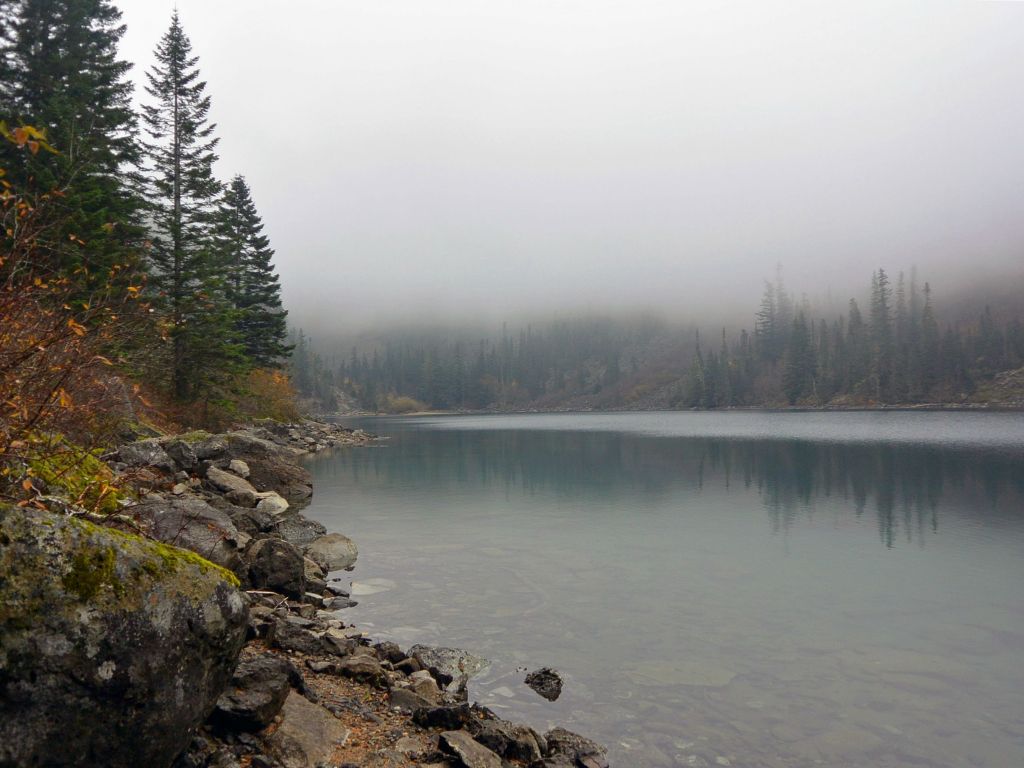 Another One of Yesterdays Foggy BC Lindeman Lake wallpaper