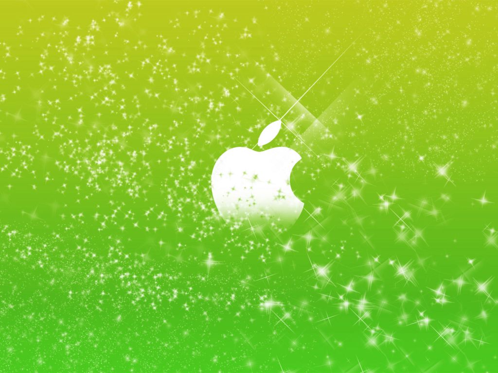 Apple Logo in Green Glitters wallpaper