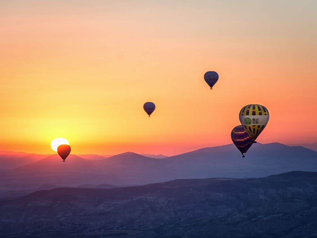 Assorted Hot Air Ballons During Sunset wallpaper