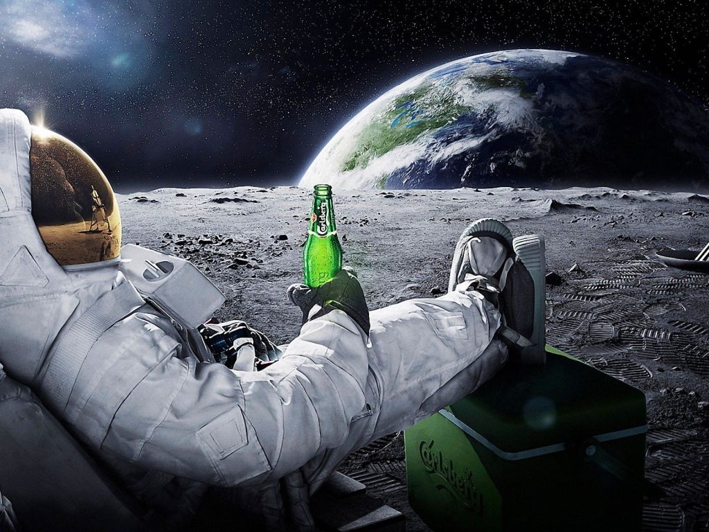 Astronaut Drinks Beer Humor wallpaper
