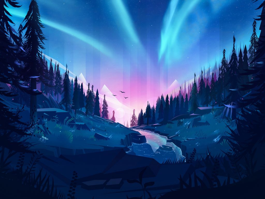 Auroral Forest wallpaper