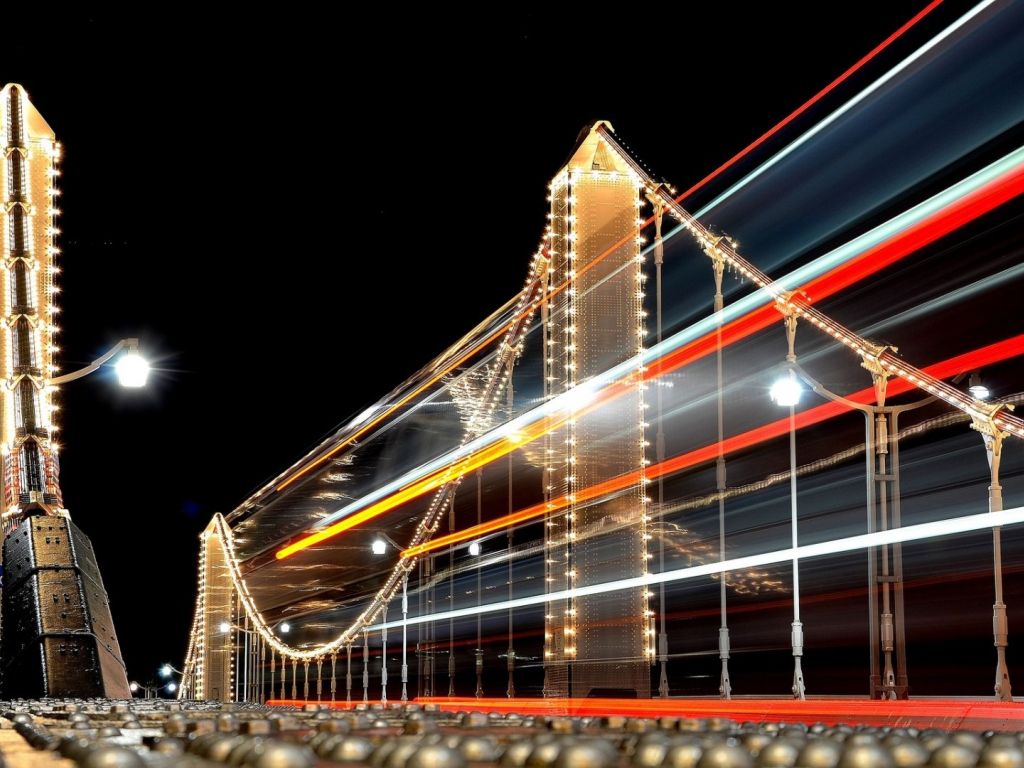 Awesome Bridge Long Exposure Road Lights Night Bolts wallpaper