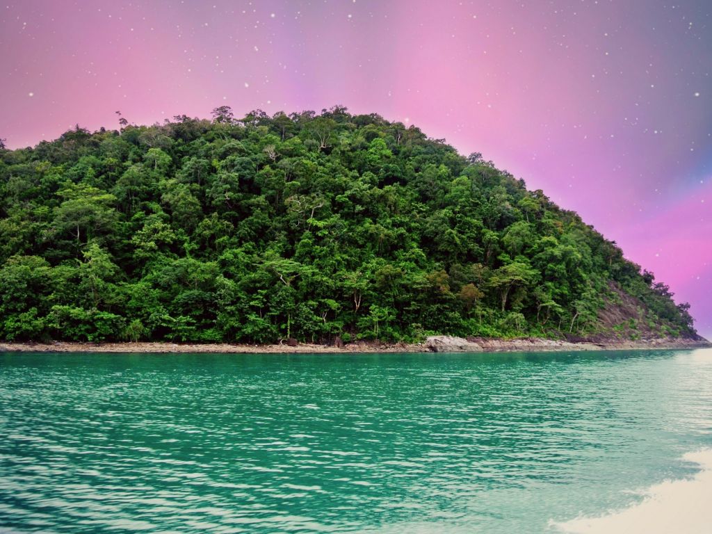 Awesome Green Island With Cool Sky wallpaper