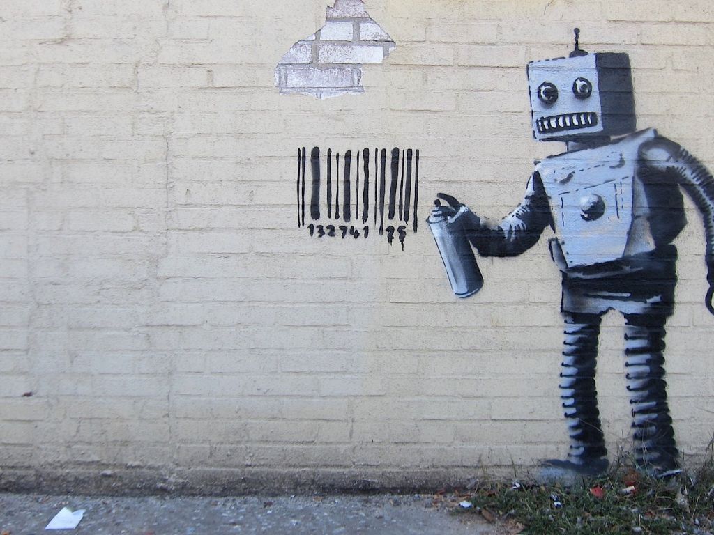 Banksy Robot Graffiti I Hadnt Seen wallpaper