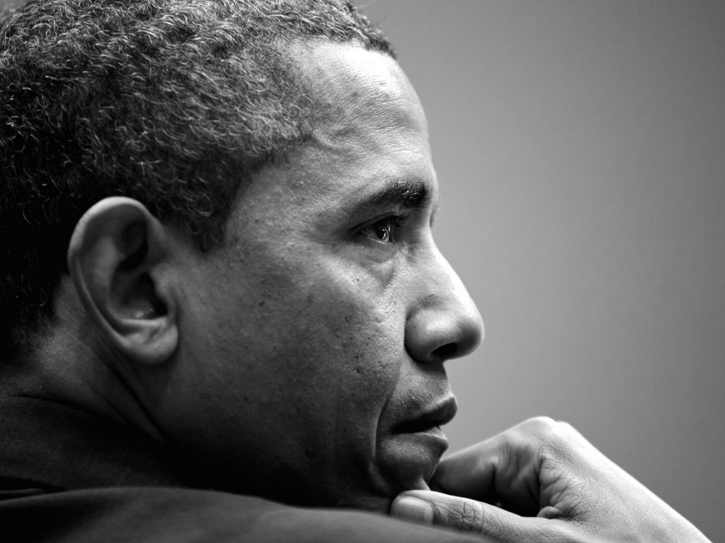 Barack Obama in Black and White wallpaper