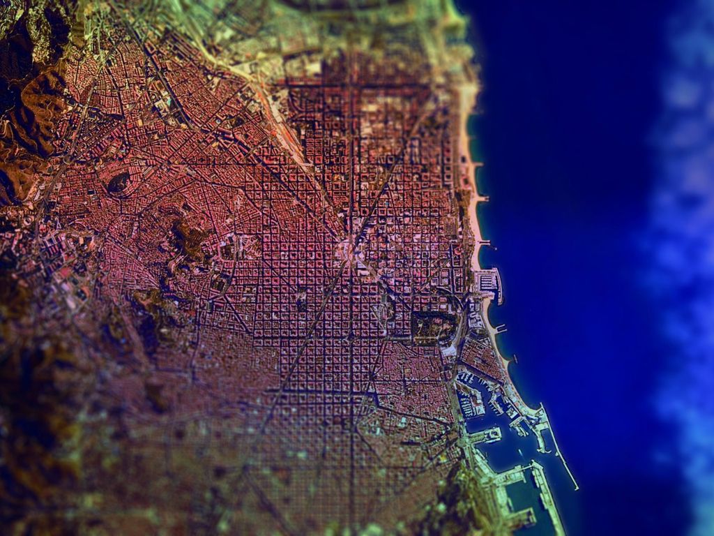 Barcelona Seen From Space With Tilt Shift wallpaper