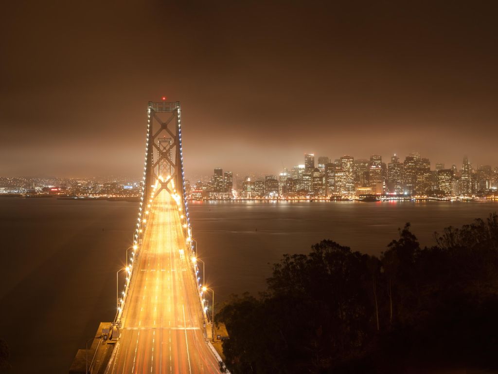 Bay Bridge And San Francisco At Night From Treasure Island HQx wallpaper