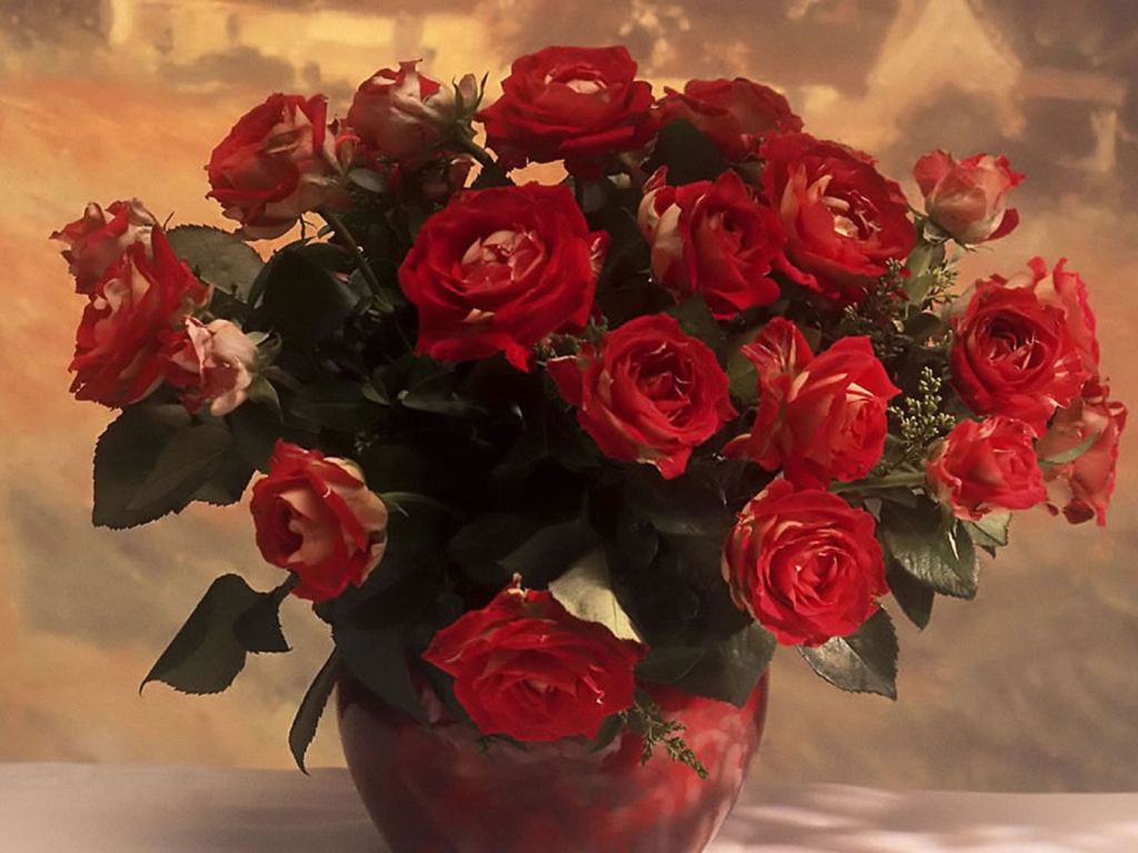 Beautiful Red Rose Flowers wallpaper in 1024x768 resolution