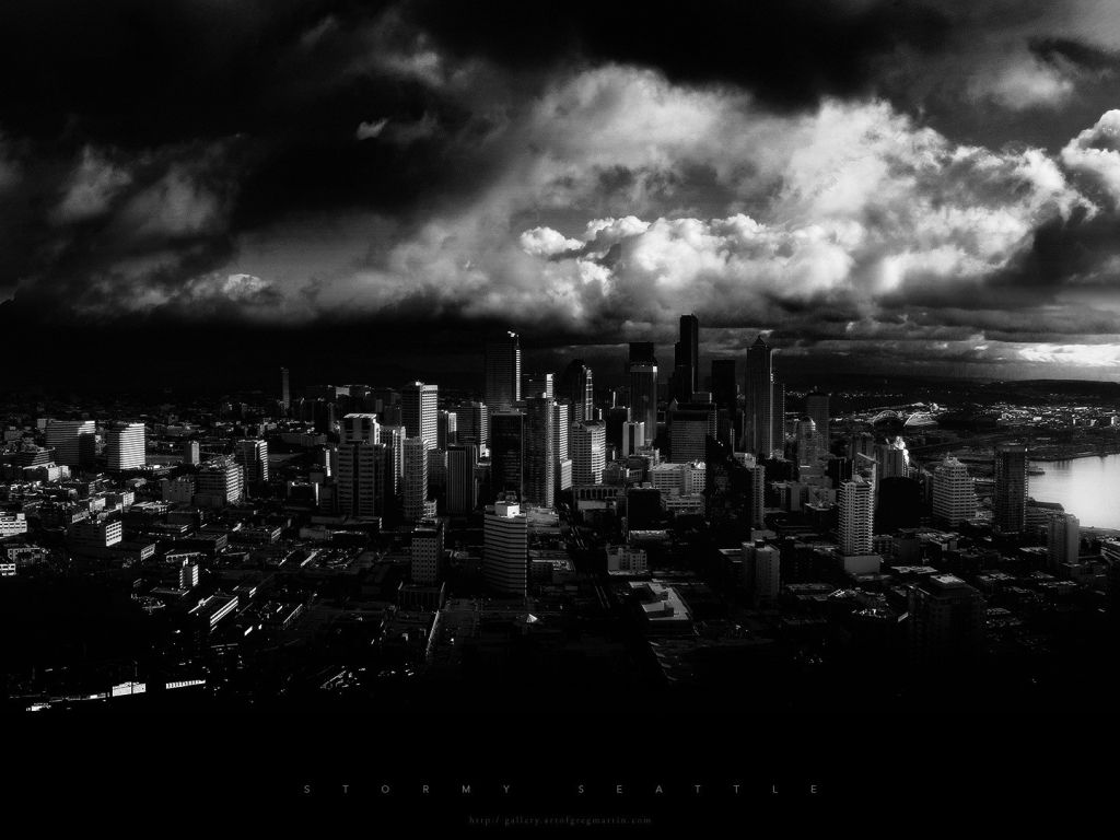 Black and White Cityscapes Seattle Monochrome Cities wallpaper