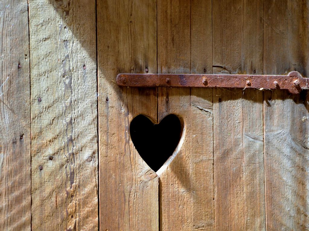 Black Brown Doors Gray Hearts Wood wallpaper