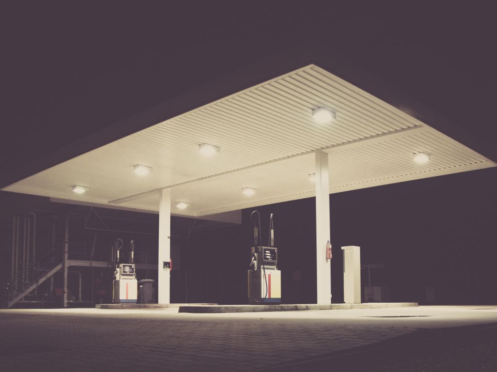 Black Fuel Gasoline Lights Night Pump Purple Station wallpaper