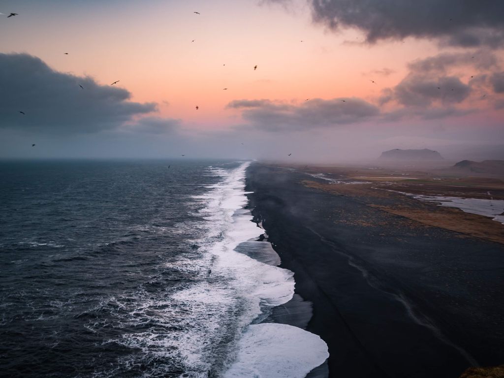 Black Sand Beach at Sunset - Iceland wallpaper