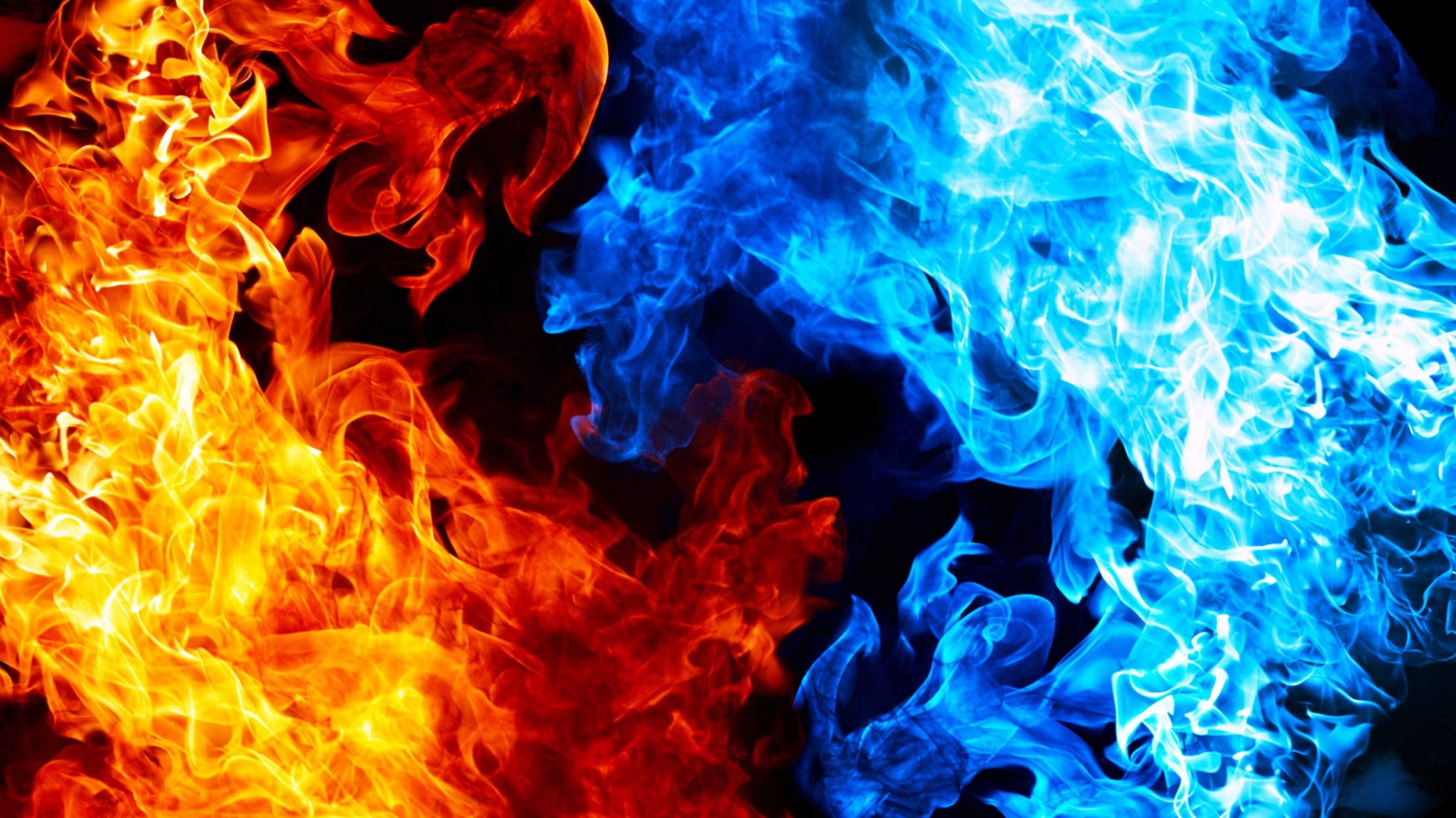 Blue And Red Fire Wallpaper In 48x1152 Resolution