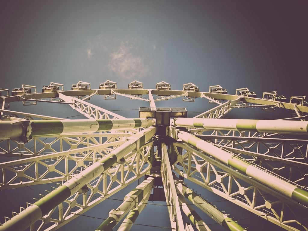 Blue Ferris Wheel Fun Iron Luna Park Sky wallpaper