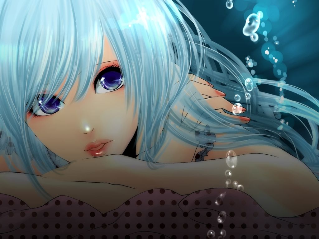 Blue Hair Anime Girl 10993 wallpaper