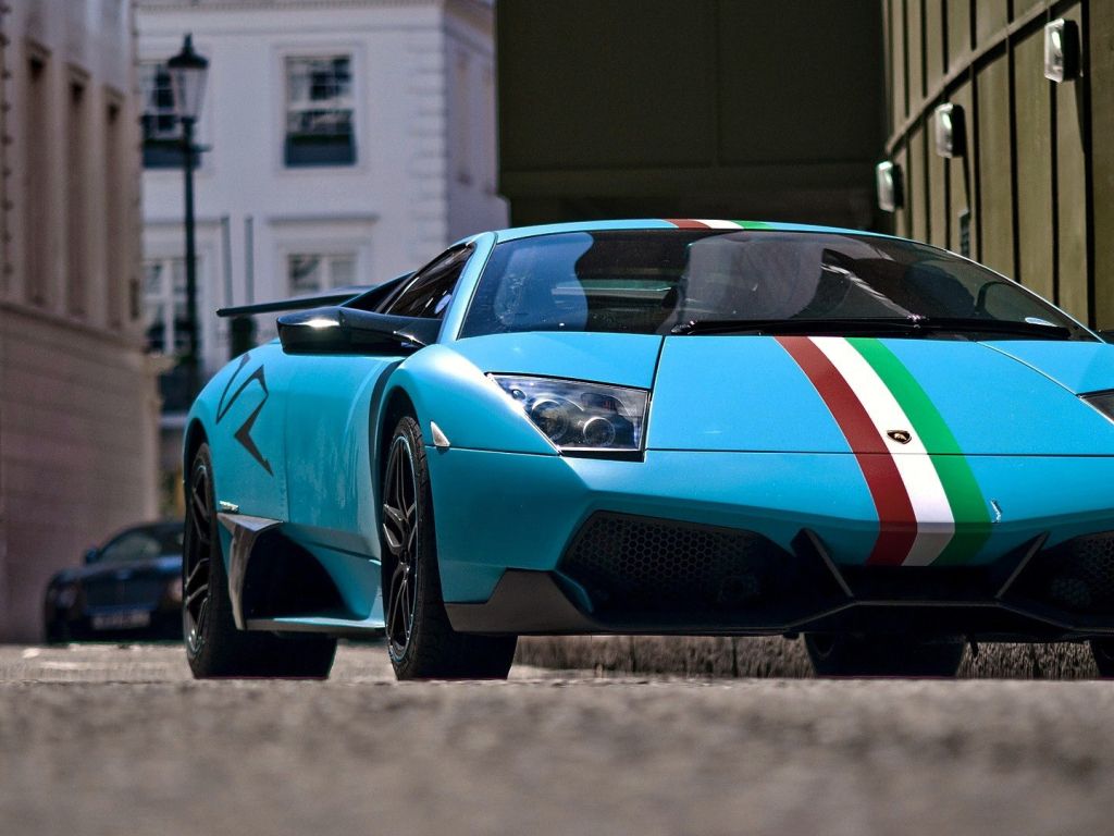 Blue Italian Striped Lamborghini wallpaper
