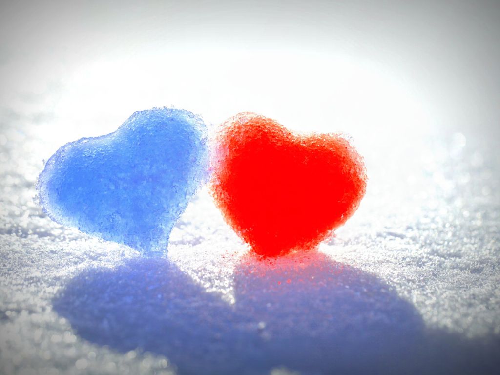 Blue Red Snow Hearts wallpaper