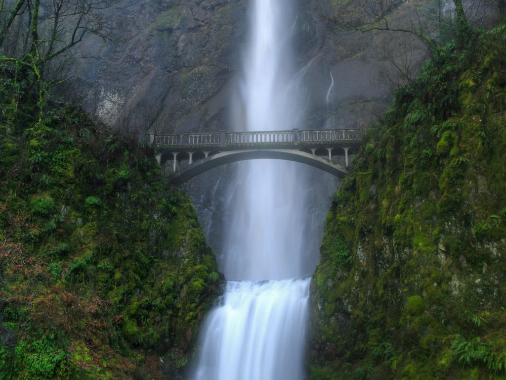 Bridge by a Waterfall wallpaper