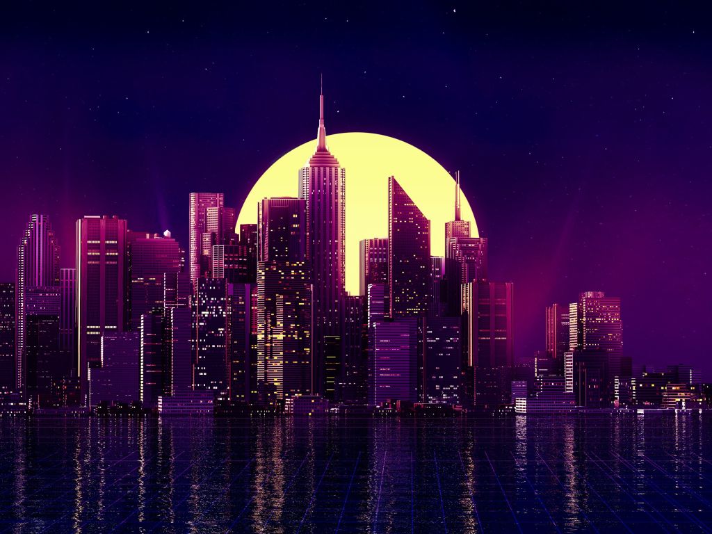 Bright Moon City wallpaper