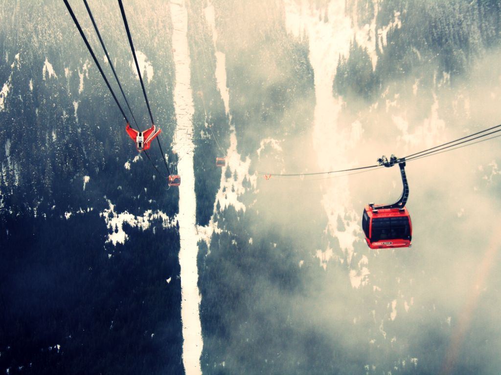 Cable Cars Mountains Sky Winter wallpaper