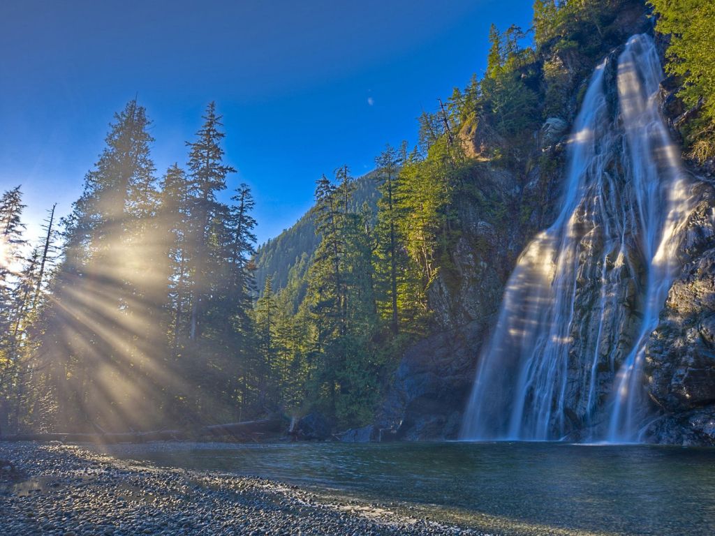 Canada Nature Waterfall River Forest Sun Ultra wallpaper