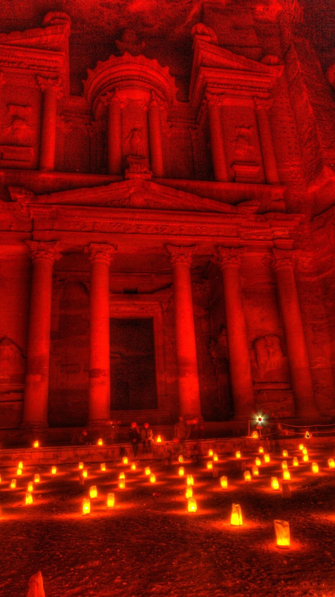 Candles In Front Of Al Khazneh In Petra Jordan Wallpaper In 1080x19 Resolution