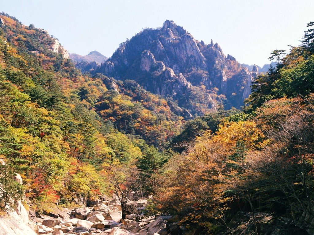 Cheonbuldong Valley in Fall Seoraksan South Korea wallpaper