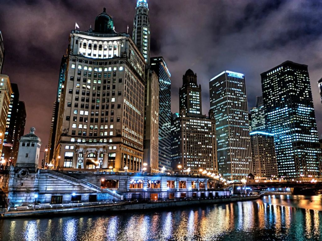 Wallpaper 4k chicago usa skyscrapers night view from above 4k Wallpaper