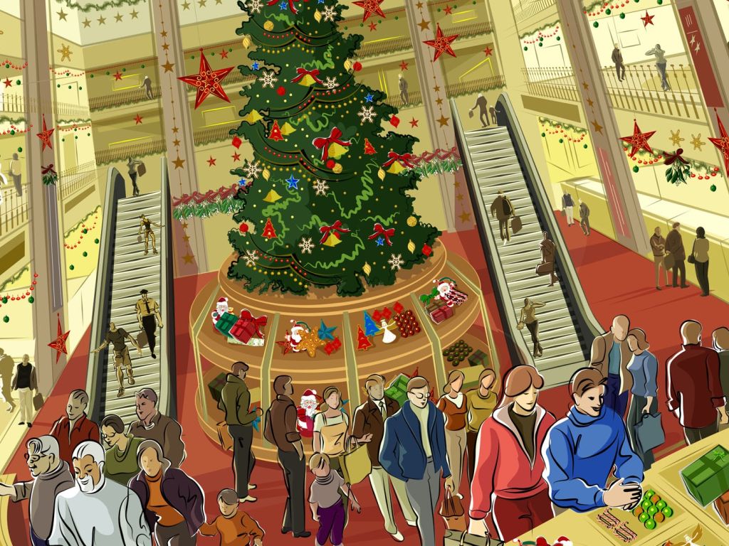 Christmas Shopping Mall wallpaper
