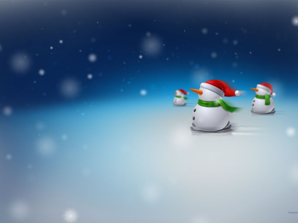 Christmas Snowman Santa Hats wallpaper