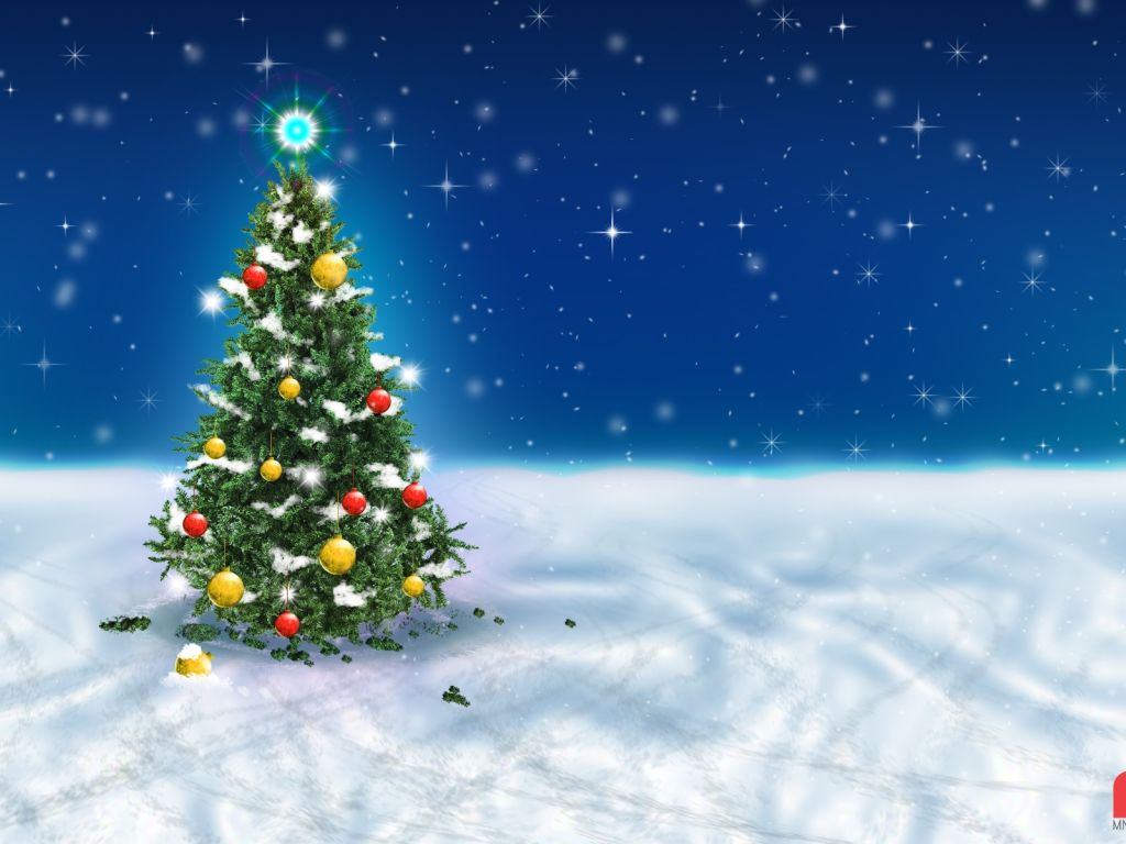 Christmas Tree Snow Sky wallpaper