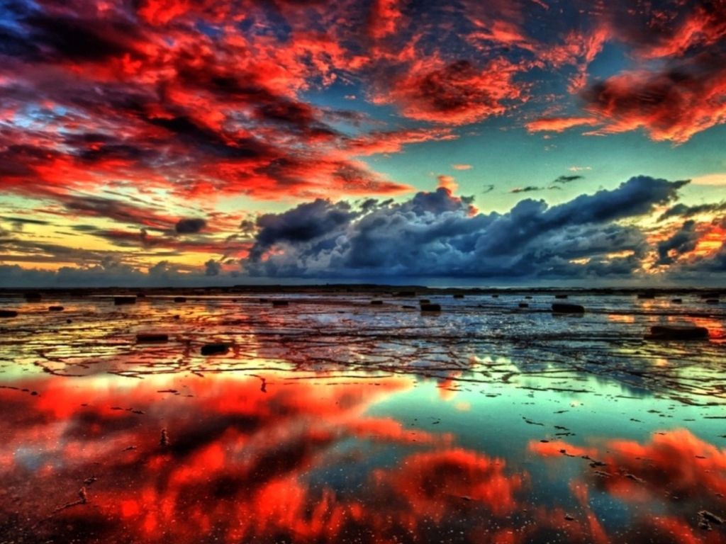 Colorful Clouds Reflection wallpaper