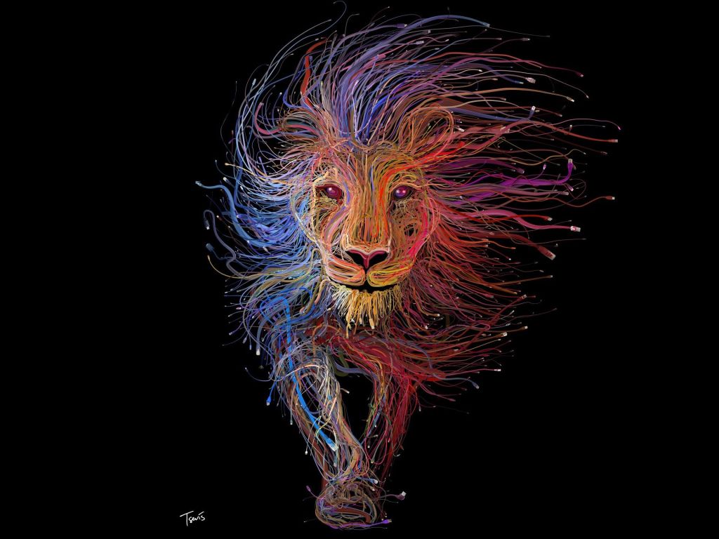 Colourful Cables Lion wallpaper