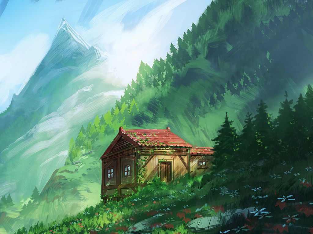 Cozy Little House In Mountains wallpaper
