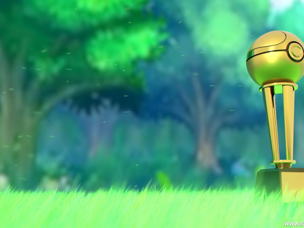 Created a 3D Render of a Pokemon Trophy in the Grass wallpaper