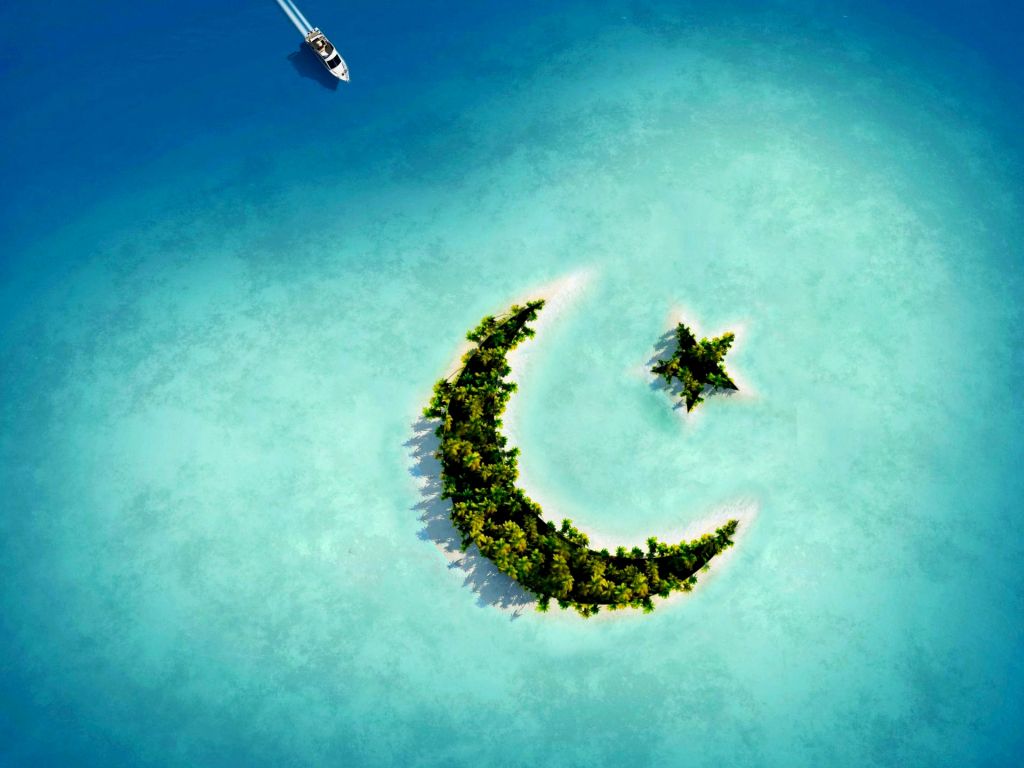 Crescent Moon Star Island wallpaper