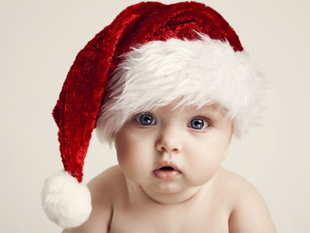 Cute Baby Santa Hat wallpaper