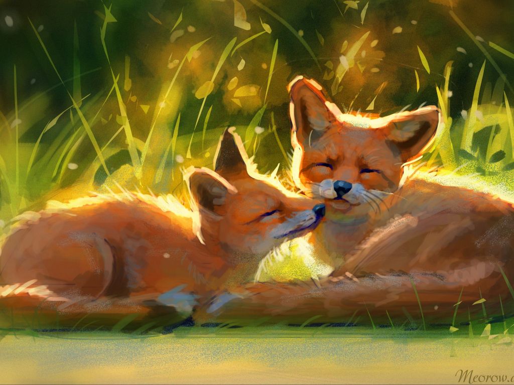 Cute Foxes wallpaper