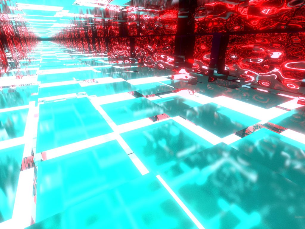 Cyan and Ruby Red Tunnels wallpaper
