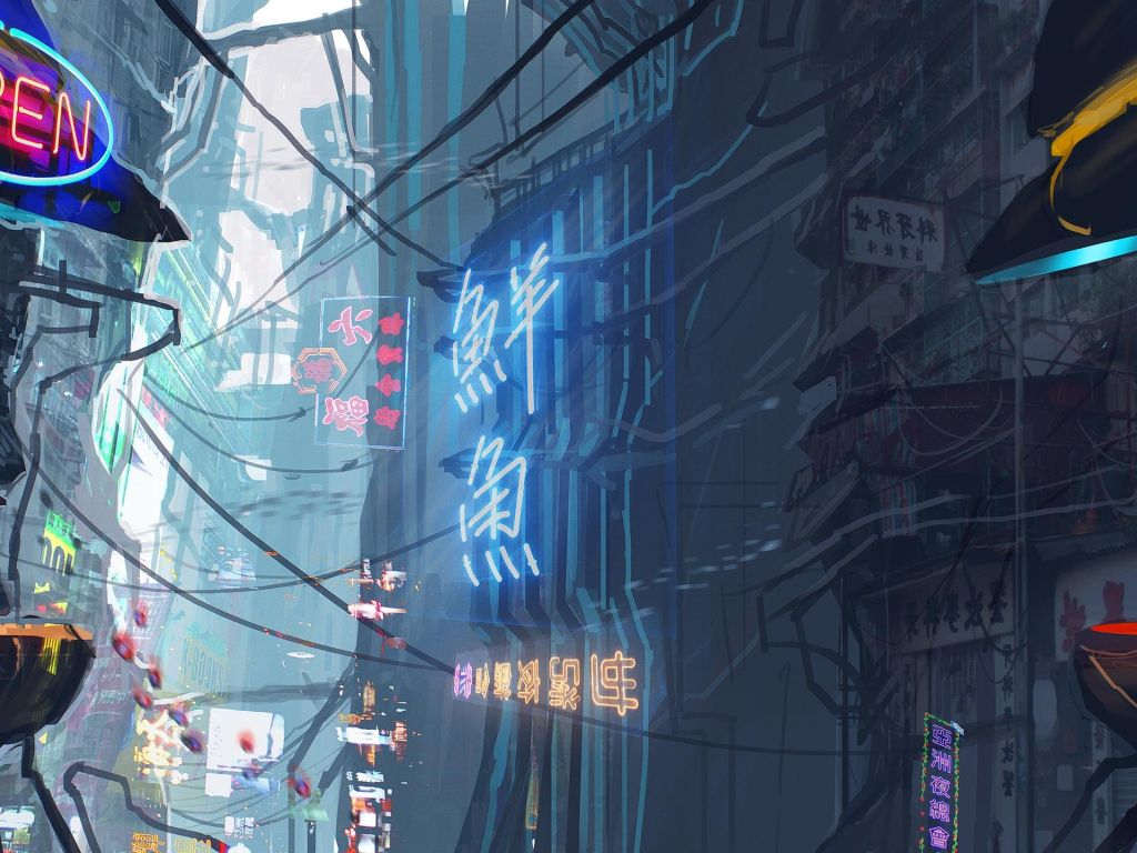 Cyberpunk City Sketch I Did One Night in College wallpaper