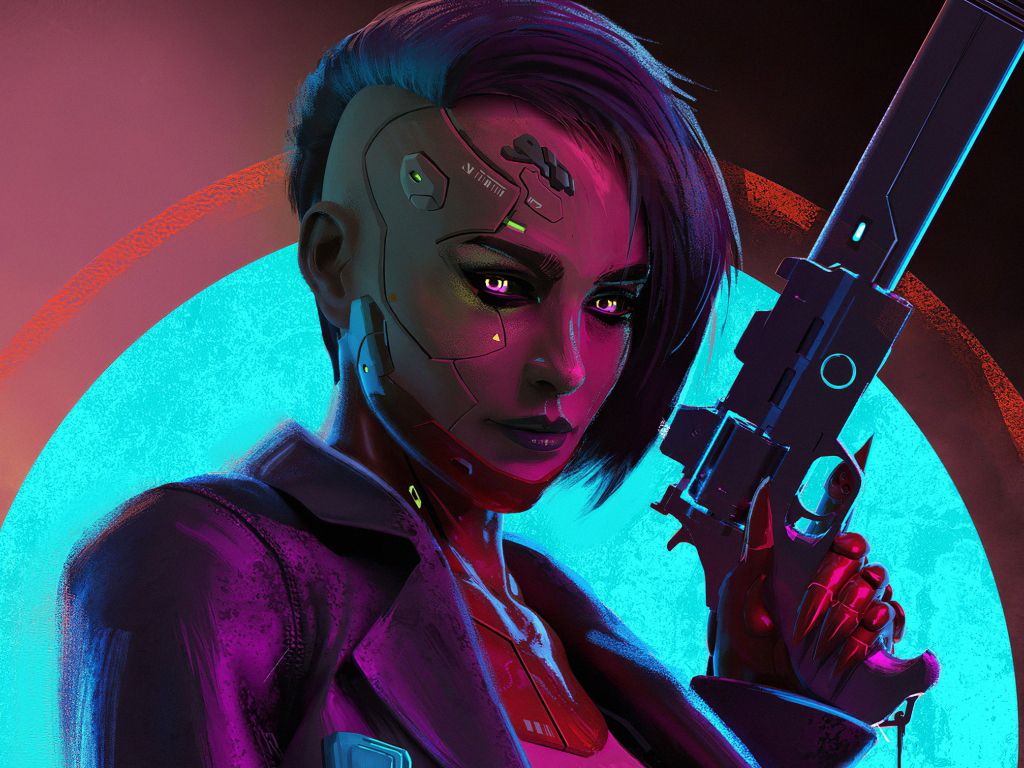 Cyberpunk Girl With Gun wallpaper