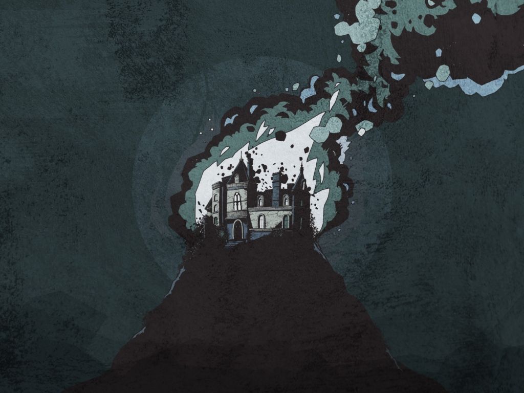 Dark Minimal Art Horror Castle wallpaper